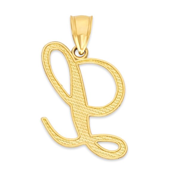 10k Solid Gold L Initial Pendant - Personalized Jewelry Gifts for Her - Picture 2 of 5